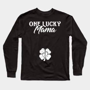 One Lucky Mama St Patricks Day Pregnancy Announcement Long Sleeve T-Shirt